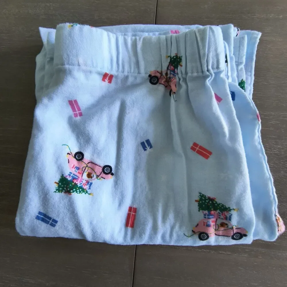 J. Crew Holiday Pajama Pants Womens M Blue Multi Flannel Dogs Christmas PJs Cozy